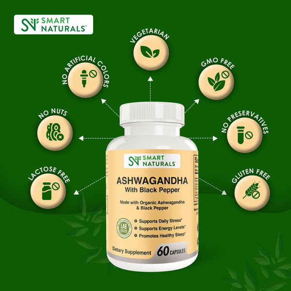 Organic Ashwagandha with Black Pepper Smart Naturals